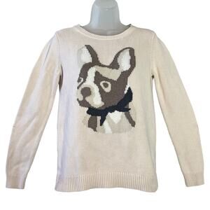 LOFT Fabulous Frenchie Portrait 100% Cotton Sweater Size XS